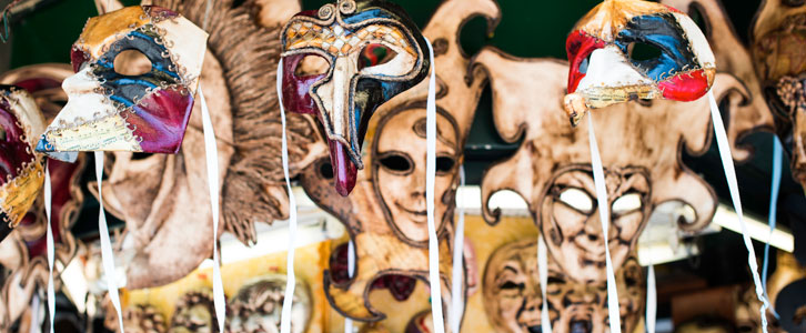 elaborate carnevale masks sold in shops